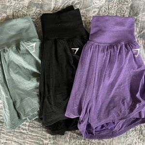 Gymshark 2 in 1 shorts (set of 3) 🖤🩵💜